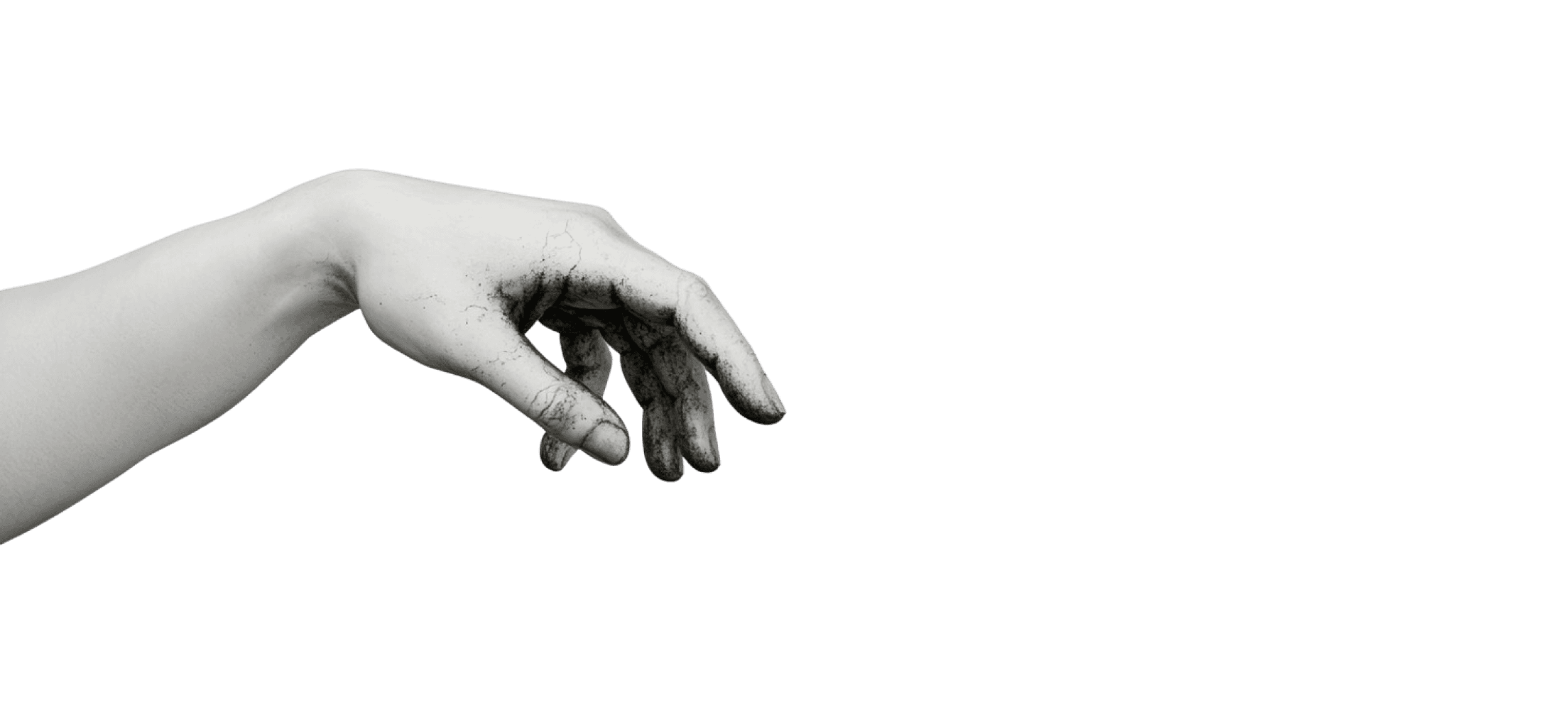 A human hand reaching out