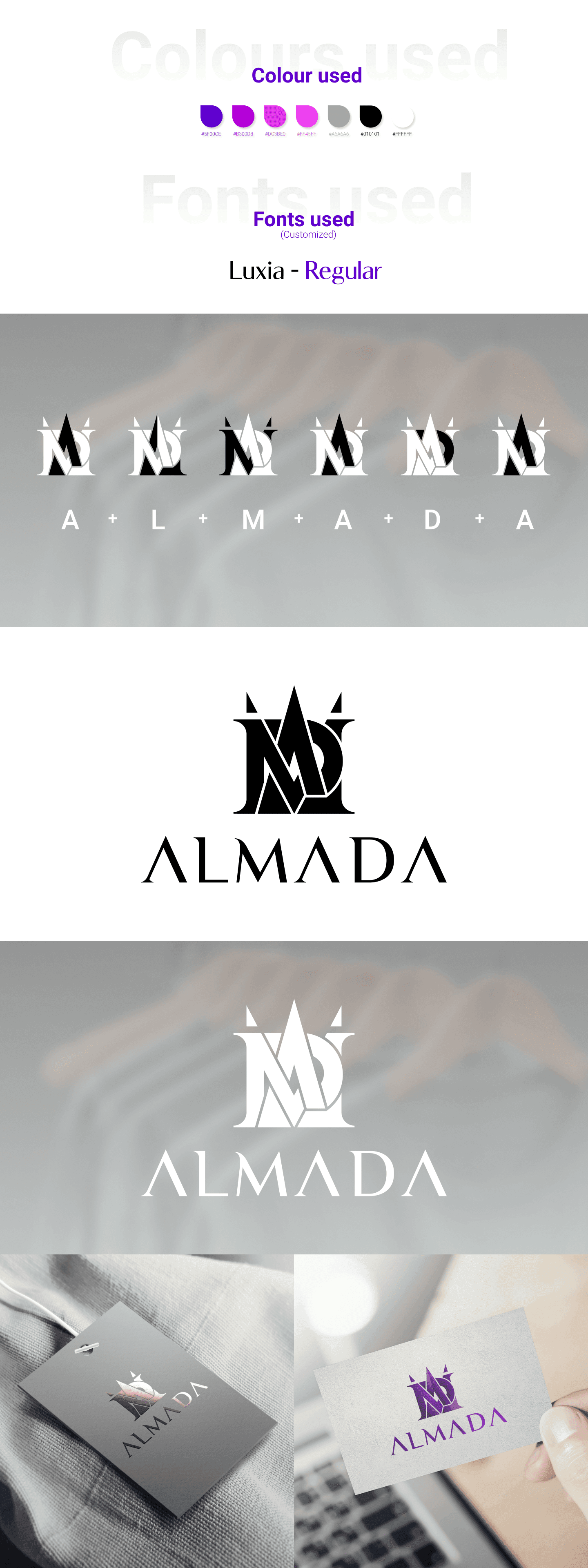 Almada logo and colour palette